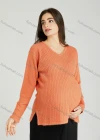 Wholesale Casual Plain V Neck Side Slit Long Sleeve Cable Knit Maternity Sweater HB1070# - Liuhuamall