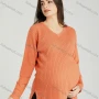 Wholesale Casual Plain V Neck Side Slit Long Sleeve Cable Knit Maternity Sweater HB1070# preview