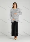 Wholesale Casual Plain Crew Neck Side Slit Long Sleeve Mohair Maternity Sweater HB1066# - Liuhuamall
