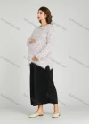Wholesale Casual Plain Crew Neck Side Slit Long Sleeve Mohair Maternity Sweater HB1067# - Liuhuamall
