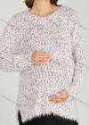 Wholesale Casual Plain Crew Neck Side Slit Long Sleeve Mohair Maternity Sweater HB1067# - Liuhuamall