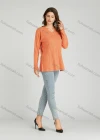 Wholesale Women's Casual Plain V Neck Side Slit Long Sleeve Cable Knit Sweater HB1070# - Liuhuamall