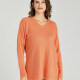 Casual Plain V Neck Side Slit Long Sleeve Cable Knit Maternity Sweater HB1070# Dark Orange Clothing Wholesale Market -LIUHUA