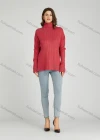 Wholesale Women's Casual Plain Turtleneck Side Slit Long Sleeve Ribbed Sweater HB1068# - Liuhuamall