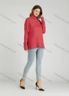 Wholesale Women's Casual Plain Turtleneck Side Slit Long Sleeve Ribbed Sweater HB1068# - Liuhuamall