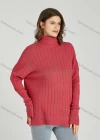 Wholesale Women's Casual Plain Turtleneck Side Slit Long Sleeve Ribbed Sweater HB1068# - Liuhuamall