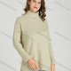 Wholesale Women's Casual Plain Turtleneck Side Slit Long Sleeve Ribbed High Low Hem Sweater HB1069# Apricot Clothing Wholesale Market Liuhua