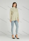 Wholesale Women's Casual Plain Turtleneck Side Slit Long Sleeve Ribbed High Low Hem Sweater HB1069# - Liuhuamall