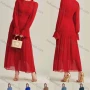 Wholesale Women's Casual Plain Round Neck Long Sleeve Ruched Ruffle Hem Maxi Dress preview