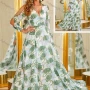 Wholesale Women's Elegant Leaf Print High Waist Ruffle Hem Cocktail Floor Length Dress preview