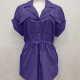 Women's Casual Lapel Pockets Button Down Drawstring Shirt Dress 13# Clothing Wholesale Market -LIUHUA