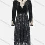 Wholesale Women's Elegant Long Sleeve Ruffle Hem Zip Back Guipure Lace Velvet Maxi Dress preview