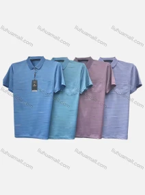Wholesale Men's Casual Letter Striped Print Short Sleeve Patch Pocket Polo Shirt 175#, LIUHUA CLOTHING WHOLESALE