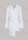 Wholesale Women's Fashion Criss Crossra Lace Up Asymmetrical Hem Lapel Blazer Dress - Liuhuamall