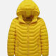 Kids Casual Hooded Long Sleeve Zipper Pocket Thermal Puffer Jacket Yellow Clothing Wholesale Market -LIUHUA