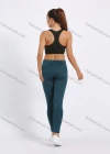 Wholesale Women's Sporty Plain Topstitch Sewing Pockets Elastic Workout Leggings - Liuhuamall