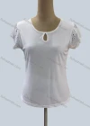 Wholesale Women's Casual Keyhole Neck Short Sleeve Hollow Out Blouse - Liuhuamall