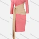 Wholesale Women's Business Asymmetrical Neck Ruched Tie Side 3/4 Sleeve Bodycon Midi Dress Pink Clothing Wholesale Market Liuhua