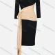 Wholesale Women's Business Asymmetrical Neck Ruched Tie Side 3/4 Sleeve Bodycon Midi Dress Black Clothing Wholesale Market Liuhua