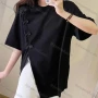 Wholesale Women's Casual Crew Neck Short Sleeve Bow Knot Split Side Blouse Y811# preview