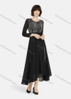 Wholesale Women's Casual Crew Neck Long Sleeve Jacquard Maxi Dress - Liuhuamall