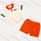 Wholesale Kids Casual Short Sleeve Colorblock Polo Shirts & Shorts Knit 2 Piece Sets MB21BTZ459# Orange Red Clothing Wholesale Market Liuhua