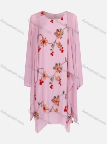 Wholesale Women's Casual Cardigan & Embroidered Floral Curved Hem Dress 2-piece Set 1613-1#, LIUHUA CLOTHING WHOLESALE