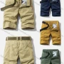 Wholesale Men's Casual Pockets Zipper Fly Allover Print Short Cargo Pant With Belt preview