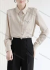 Wholesale Women's Casual Long Sleeve Collared Button Down Flap Pockets Plain Shirts 142463# - Liuhuamall