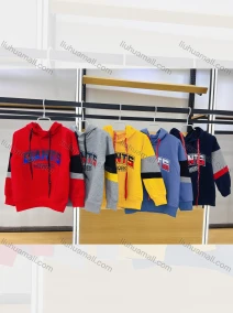 Wholesale Boys Splicing Sleeves Letter Print Graphic Hoodies, LIUHUA CLOTHING WHOLESALE