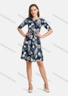 Wholesale Women's Casual Round Neck Lace Up Floral Print Short Dress - Liuhuamall