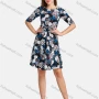 Wholesale Women's Casual Round Neck Lace Up Floral Print Short Dress preview