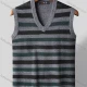 Wholesale Men's Casual V Neck Sleeveless Multicolor Striped Knit Sweater Vests Gray Clothing Wholesale Market Liuhua