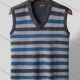 Wholesale Men's Casual V Neck Sleeveless Multicolor Striped Knit Sweater Vests Dark Gray Clothing Wholesale Market Liuhua
