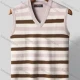 Wholesale Men's Casual V Neck Sleeveless Multicolor Striped Knit Sweater Vests Beige Clothing Wholesale Market Liuhua