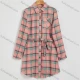 Wholesale Women's Plaid Collared Long Sleeve Button Down Pocket Curved Hem Casual Shirt Short Dress With Belt YH-7099# Pink Guangzhou Clothing Wholesale Market & Suppliers -LIUHUAMALL