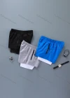 Wholesale Men's 2-in-1 Plain Quick Dry Elastic Waist Zipper Pockets Sporty Shorts - Liuhuamall