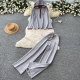 Wholesale Women's Casual Half Zip Hooded Contrast Trim Wide Leg Sweatpants 2 Piece Lounge Set #A2615 Gray Clothing Wholesale Market Liuhua