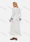 Wholesale Women's Casual Vintage Round-Neck Button Front Trumpet Sleeve Embroidery Maxi Dress - Liuhuamall