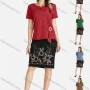 Wholesale Women's Casual Notch Neck Sequin Blouse & Floral Print Skirt Set preview