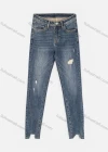 Wholesale Women's Casual Plain Distressed Ripped Notched Hem Straight Leg Wash Ankle Jeans - Liuhuamall