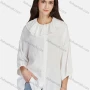 Wholesale Women's Casual Plain Ruffle Neck Elastic Cuff Split Front Blouse 66999# preview