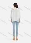Wholesale Women's Casual Plain Ruffle Neck Elastic Cuff Split Front Blouse 66999# - Liuhuamall