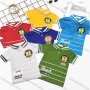 Wholesale Boys Casual Short Sleeve Embroidery Letter Striped Button Front Polo Shirts preview