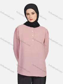Wholesale Women's Casual Plain Mock Neck Long Sleeve Ruched High Low Hem Button Front Top 1406#, LIUHUA CLOTHING WHOLESALE