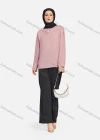 Wholesale Women's Casual Plain Mock Neck Long Sleeve Ruched High Low Hem Button Front Top 1406# - Liuhuamall