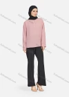 Wholesale Women's Casual Plain Mock Neck Long Sleeve Ruched High Low Hem Button Front Top 1406# - Liuhuamall