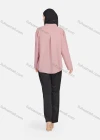 Wholesale Women's Casual Plain Mock Neck Long Sleeve Ruched High Low Hem Button Front Top 1406# - Liuhuamall