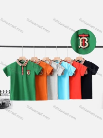 Wholesale Boy's Casual Striped Trim Short Sleeve Modal Cotton Polo Shirt, LIUHUA CLOTHING WHOLESALE