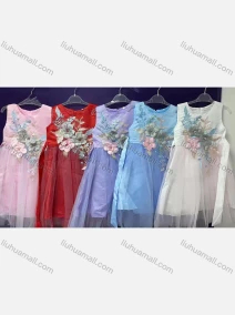 Wholesale Girls Lovely Crew Neck Sleeveless Appliques Lace Up Dress 39#, LIUHUA CLOTHING WHOLESALE